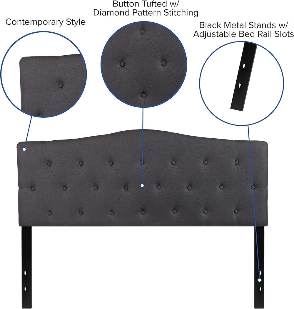 Flash Furniture Queen Tufted Fabric Headboard, Dark Gray