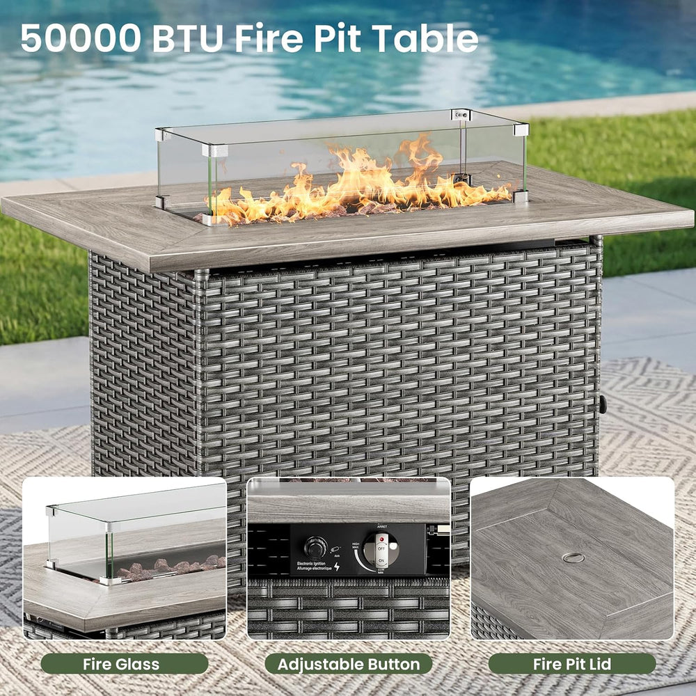 Luxury Patio Furniture Set with 6-inch Thick Cushion, Outdoor Furniture with ...