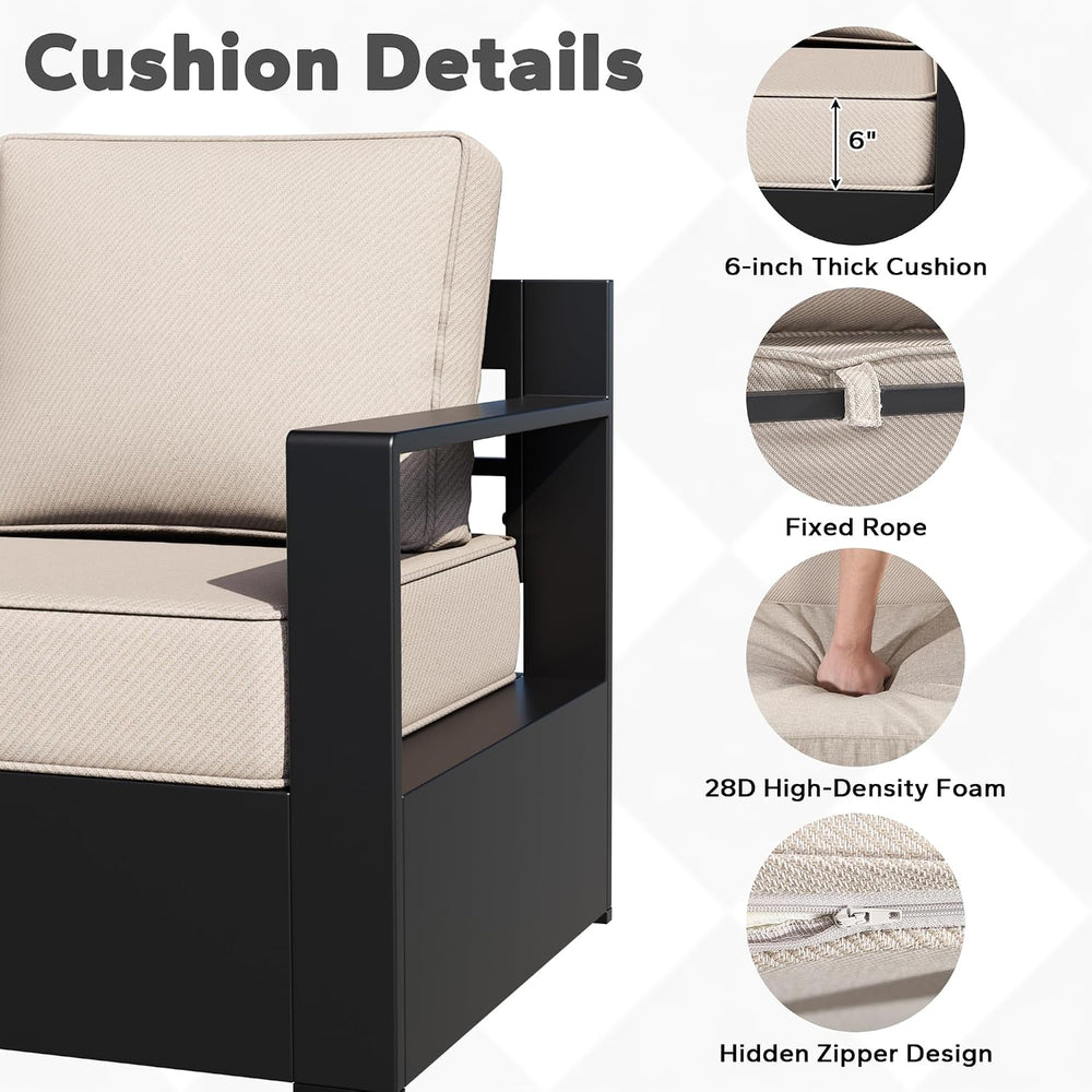 Outdoor Aluminum Furniture, Patio Chairs with 6" Thick Removable Cushion...