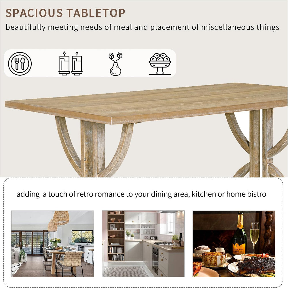 Merax 6-Piece Solid Wood Dining Table Set for 6, Solid Wood Rectangular Kitch...