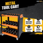 Stainless Steel Utility Cart with Pegboard & Screwdriver Holder, Heavy-Duty Alloy Steel 3-Tier Tool Cart, 500LB Capacity, 4 Wheels with 2 Locking Casters for Garage, Workshop, Home