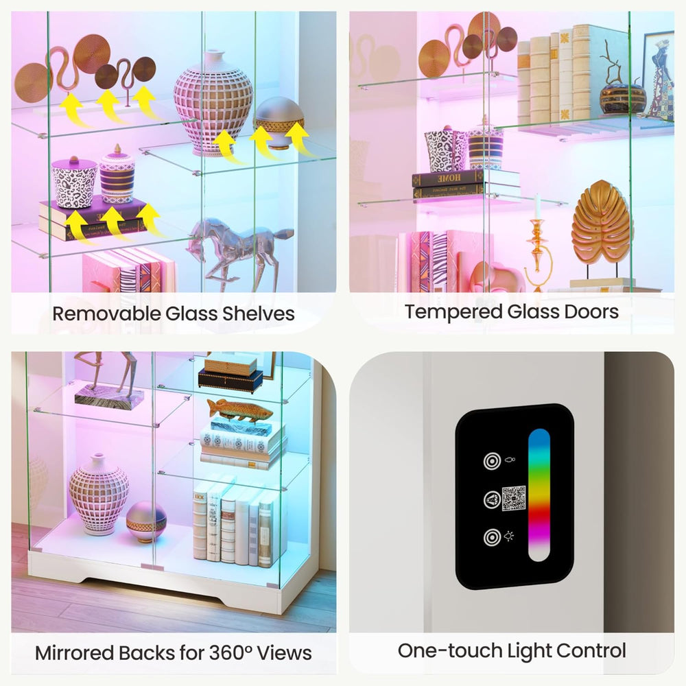 Lvifur 71'' Glass Display Cabinet - with RGB Lights,10-Tier Curio Cab...