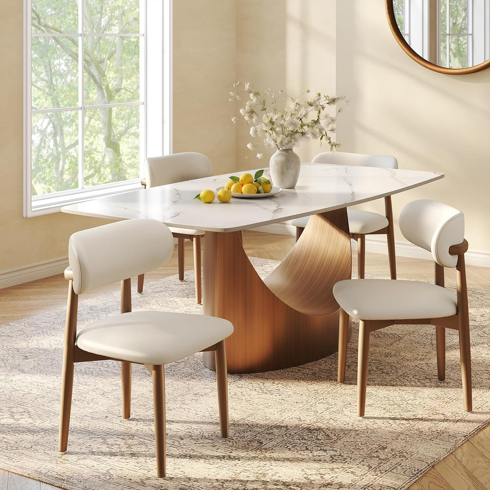 POVISON Modern Dining Chairs Set of 6, Armless PU Leather Dining Chair with P...