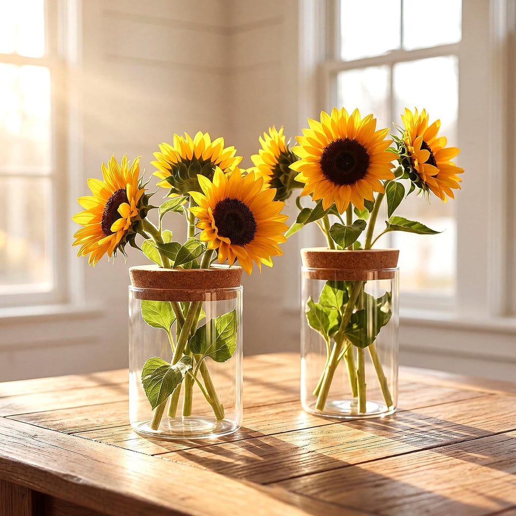 6Pcs 3 Size Glass Plant Propagation Stations, Desktop Flower Vases | Hydroponic Glass Container Vase (2 Large & 2 Medium & 2 Small) for Plant Cuttings, Desks, Living Room, Bedroom, Office Decor