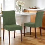 Upholstered Dining Chairs Set of 4 - Line Fabric Modern Farmhouse Kitchen Chairs,Mid-Back Dining Room Chairs with Wooden Legs