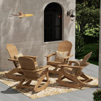 WO Home Furniture Patio Rocking Chair Set of 4 PCS Garden Outdoor HDPE UV Weather Resistant (Teak)
