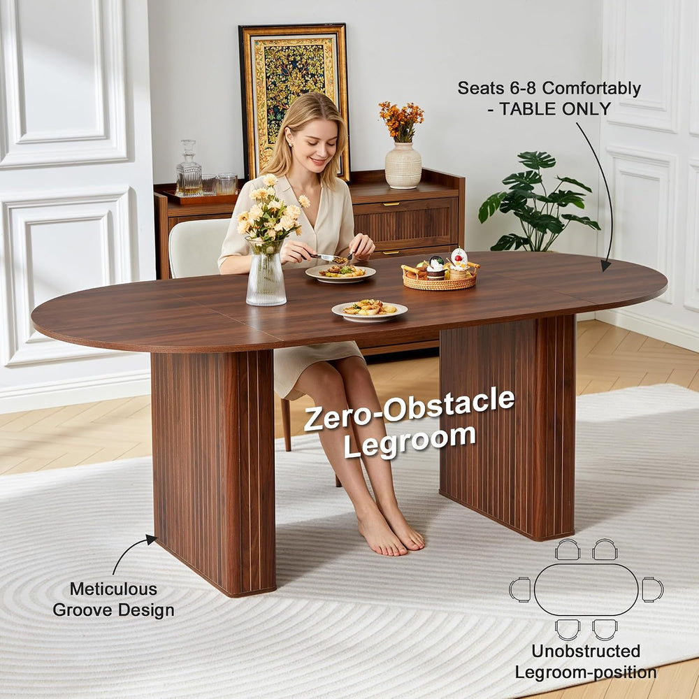 weselon 78.7" Oval Dining Table for 6-8 People, Large Kitchen Dining Tab...
