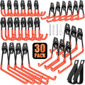 30 Pack Heavy Duty Garage Hooks,Solid Steel Wall Mount Hangers,with Anti-Slip Coating,for Hanging and Organising Ladder,Bike,Ropes,Broom,Garden,Yard and Power Tools