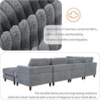 97.2 Inch L Shaped Modular Sectional Sofa with Movable Ottoman, 6-Seater Oversized Upholstered Combination Corner Couch for Living Room Office Spacious Space Furniture Sets, Gray