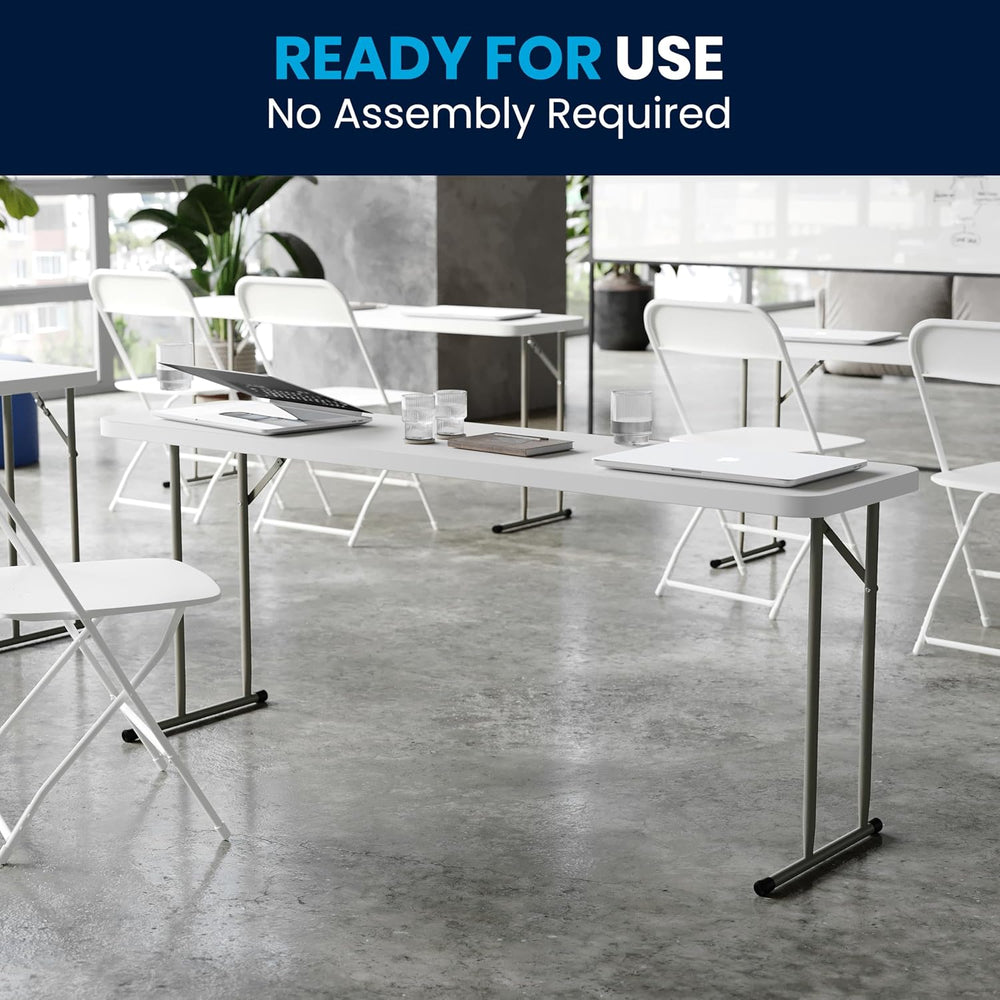 Flash Furniture 6 ft Plastic Folding Training Table, Granite White | Durable ...