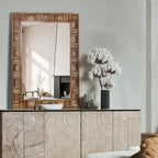 22x30 Inch Farmhouse Rectangular Wall Mirror, Rustic Wooden Frame Decorative Mirror for Bathroom Vanity, Bedroom, Living Room & Entryway – Vertical or Horizontal Hanging