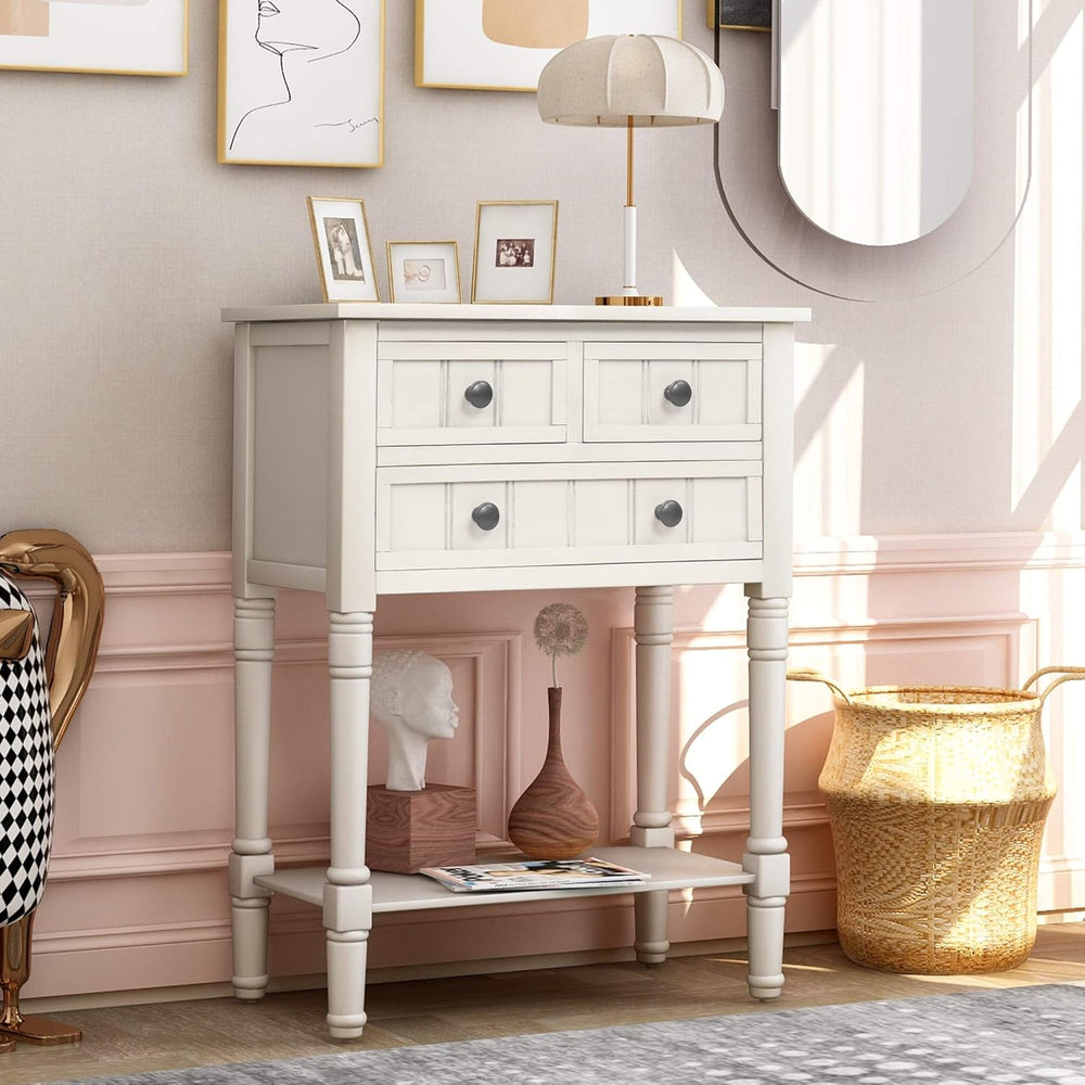 Merax Slim Console Table with Storage, 2 Tier Sofa Table with 3 Drawers and 1...