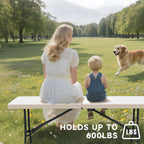 6 Foot Folding Table with Black Table Cloth - Heavy Duty 600LBS Capacity, Foldable Design with Safety Lock - Portable Folding Tables for Camping, Party, Indoor & Outdoor Use, 1 Pack