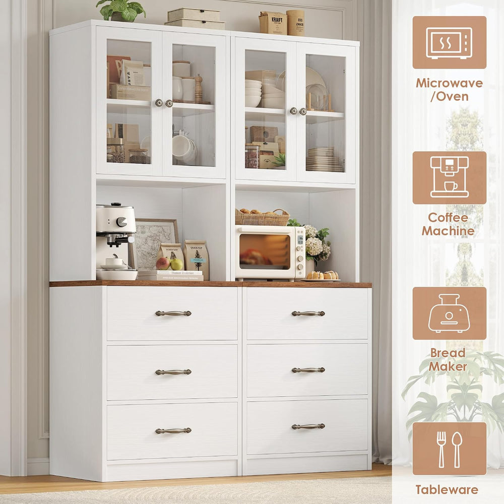 Keyluv 71“ Tall Kitchen Pantry Storage Cabinet with Microwave Stand, Buffet K...