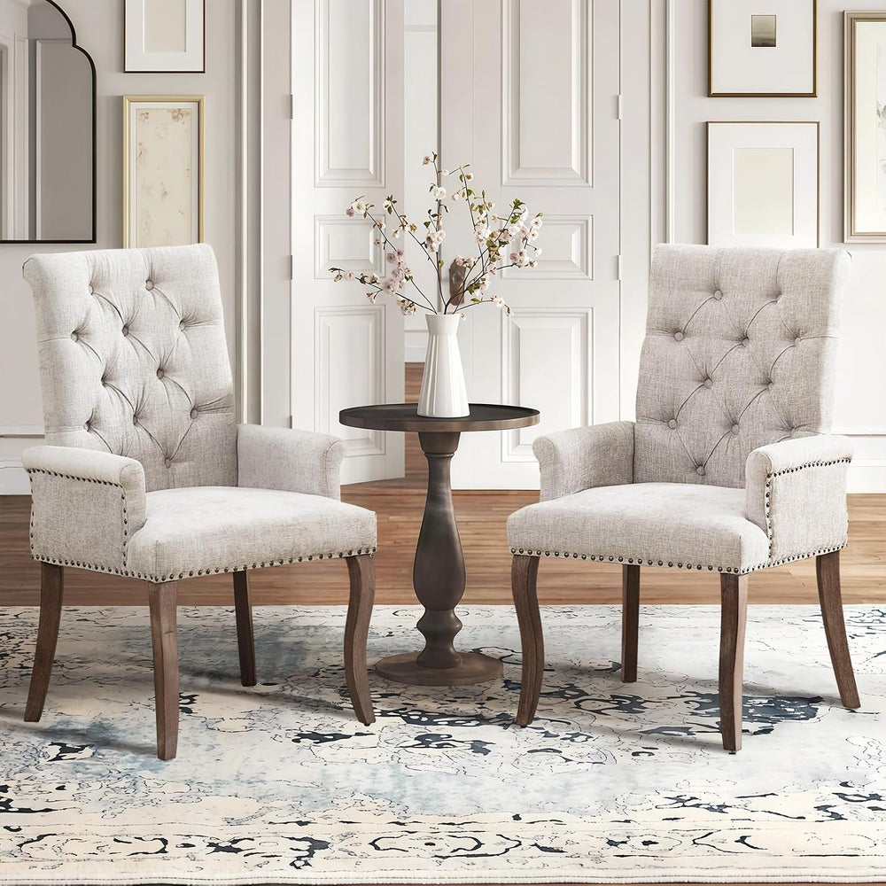 SoarFlash Chenille Dining Chairs Set of 2, Tall Back Side Chair，Modern Uphols...