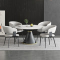 Modern Dining Chairs Set of 4, Faux Leather Upholstered Kitchen Chairs with Curved Back and Metal Legs, Mid Century Chairs for Dining Room, Kitchen, or Café (Light Gray)