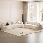 ONEMMLION 107" Modern Curved Sofas for Living Room, Cream White | Chenille Oversized Plush 4-Seater Boucle Cloud Couch with Extra-Deep Seating for Small Spaces, Apartment