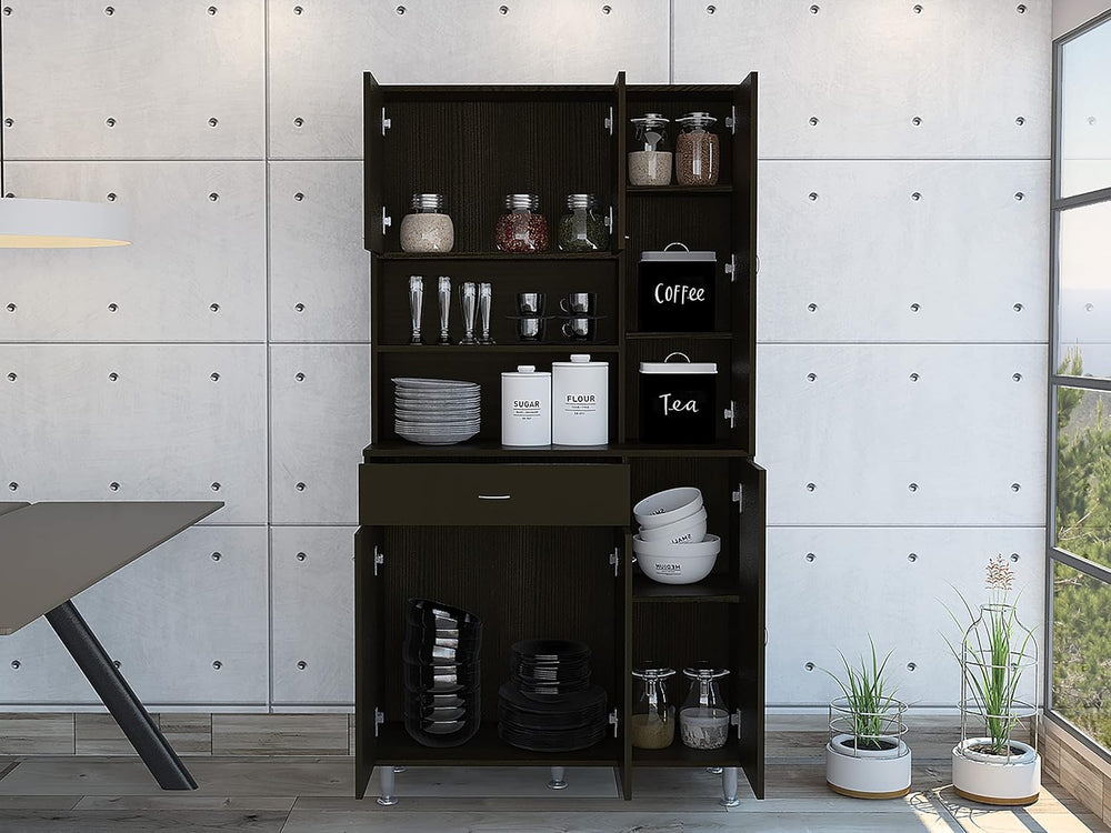 1 Shelf 1 Drawer Pantry Cabinet Black