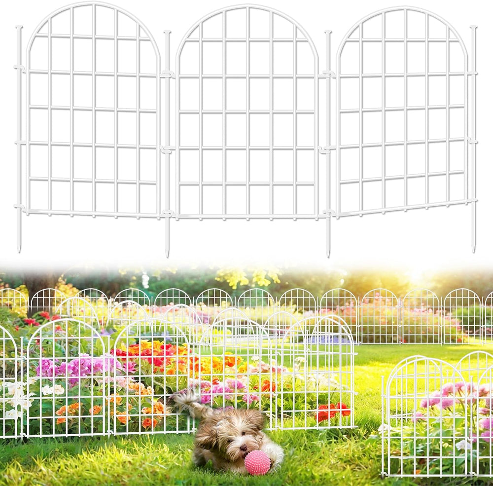 13.8ft(L) x 17in(H) Panels Garden Fence, 12 Panels Arched No Dig Fence, Decor...