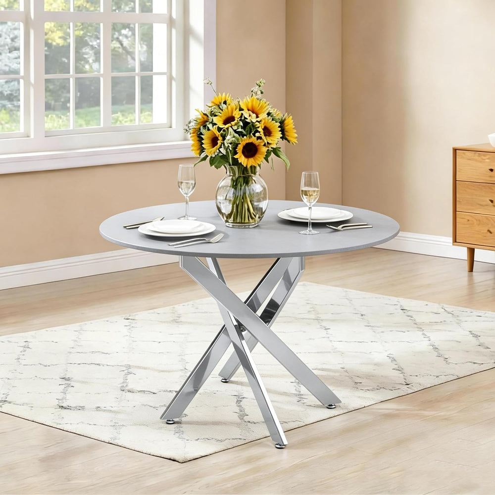 Knocbel 35.43" Dining Table for 4, Round Coffee Table with Granite Top a...