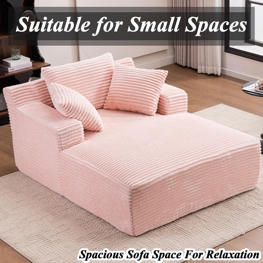 67 Inch Oversized Chaise Lounge Sofa Chair Indoor with 2 Pillows & Armres...
