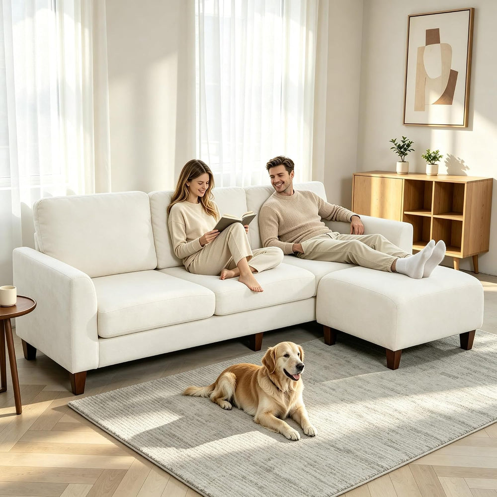 L Shaped Sectional Couch for Living Room, Modular Small Sofa with Ottoman | 9...