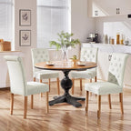Yaheetech Dining Chairs Set of 4 Fabric Upholstered Dining Room Chairs with Button Tufted High Back and Solid Wood Legs for Kitchen/Living Room/Restaurant, Modern Style, Beige