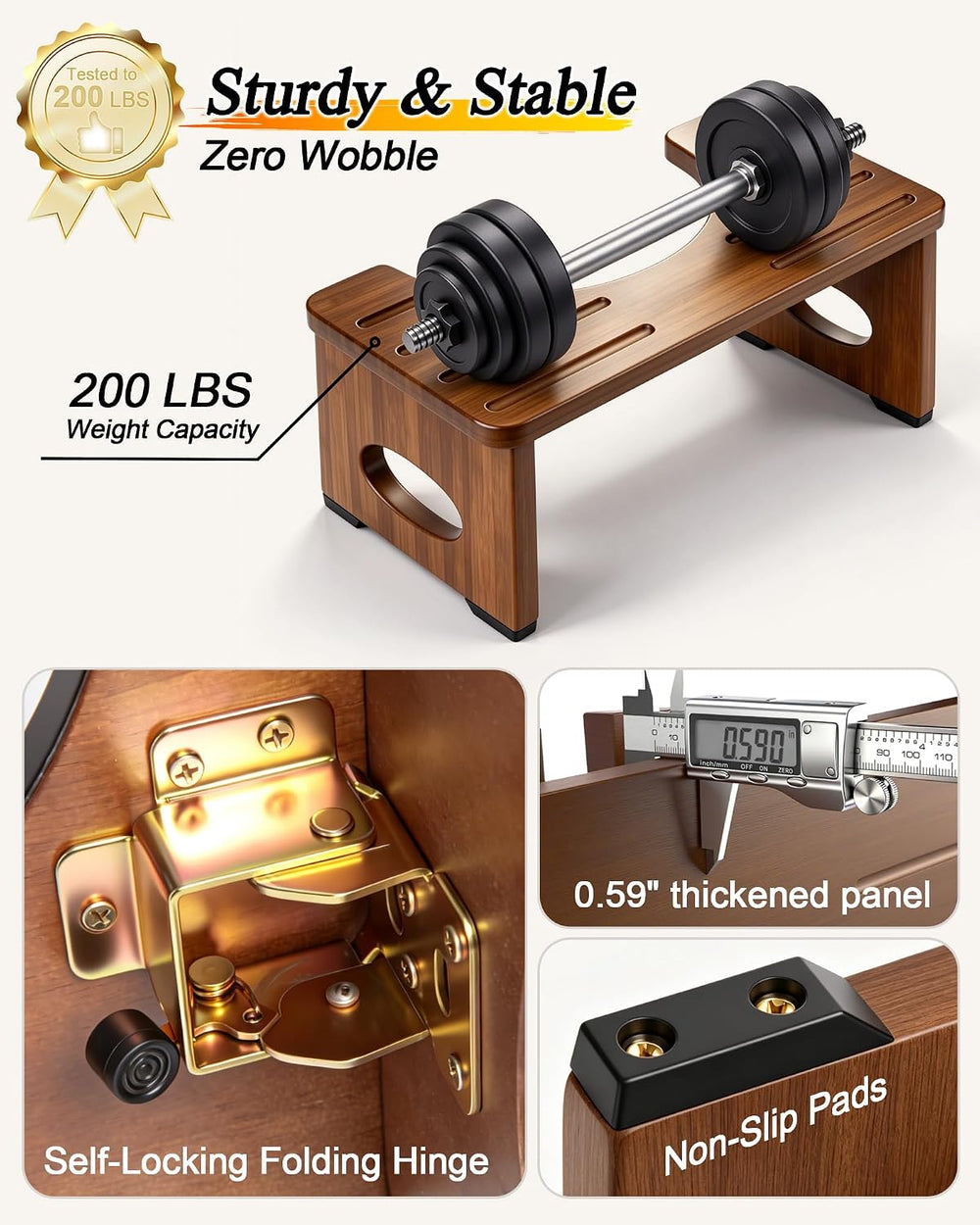 YOSE Squatting Potty for Adults, Foldable Bamboo Toilet Stool Squat Adult (Da...