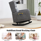 HCHAIRH Nursery Rocking Chairs, Modern Rocking Nursery Chair for Mom Nursery Rocker with High Backrest and Solid Wood Legs, Dark Grey