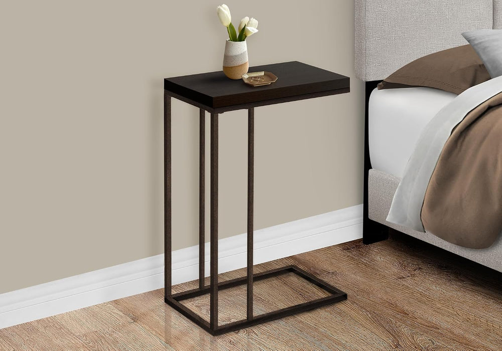 Accent Table, C-Shaped, End, Side, Snack, Living Room, Bedroom, Brown Laminat...