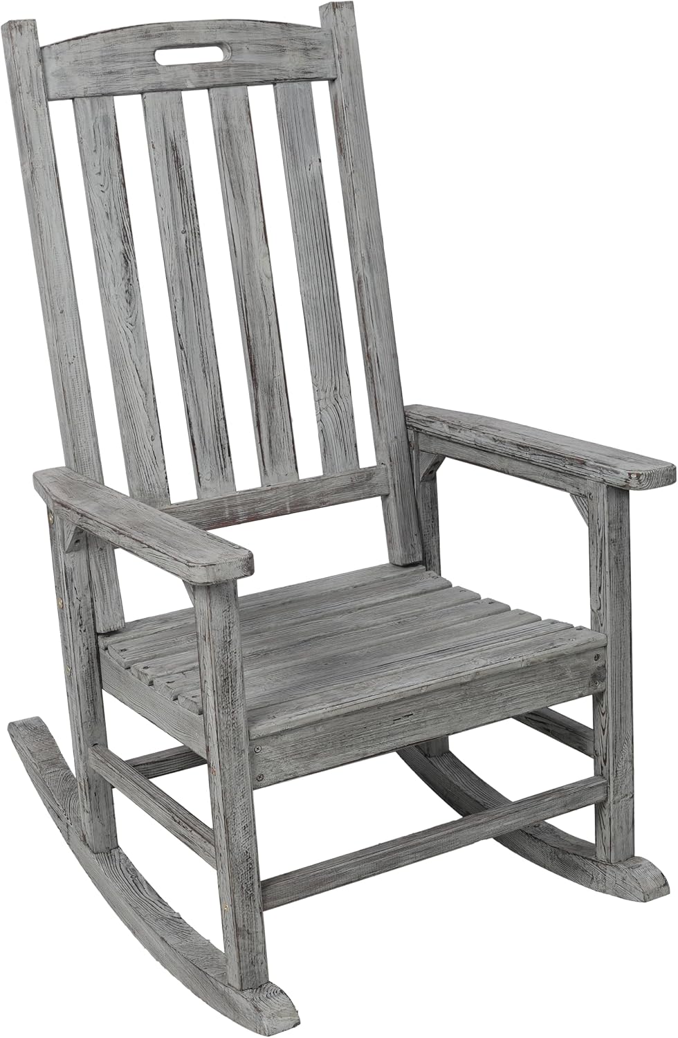 Oversized Wooden Porch Rocker Chair: Classic Fir Wood Design with 21-Inch Wid...