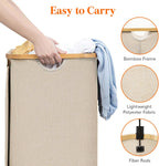 Lifewit 150L Laundry Basket with Lid, Clothes Hampers for Laundry with Bamboo Handles and A Removable Bag, Large Foldable Laundry Hamper for Bedroom, Bathroom, Dorm, Laundry Room, Beige