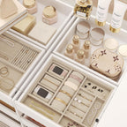 LIVAUVEAD Closet Island with 15 Drawers, Glass Top & Display Shelves, White | Wardrobe Armoire Bedroom Island, White Dresser with Glass Display Shelf, Walk-in Closet Island for Bedroom, Cloakroom