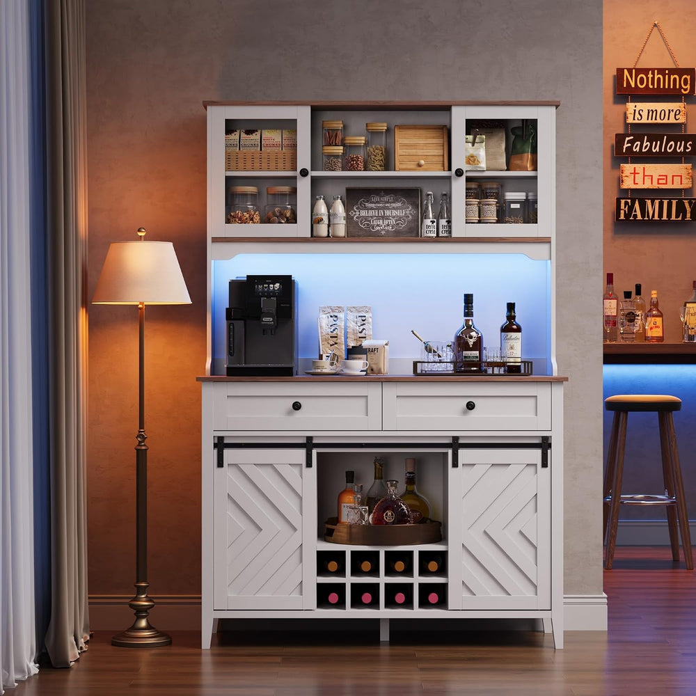 Garvee 72 in Farmhosue Bar Cabinet with Sliding Barn Door