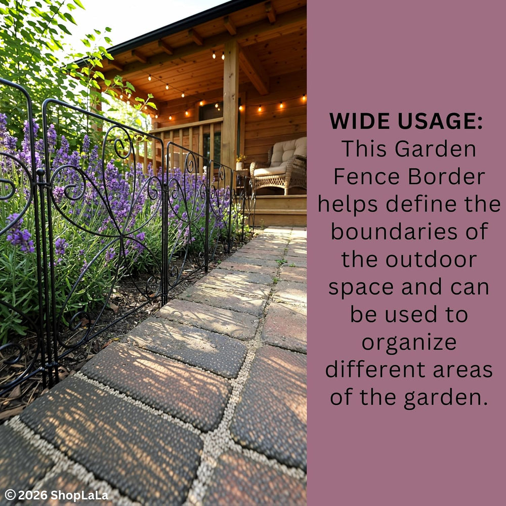 ShopLaLa Garden Fencing (10 Panels) 12.5in(L) x 16.5in(H) Rustproof Black Met...
