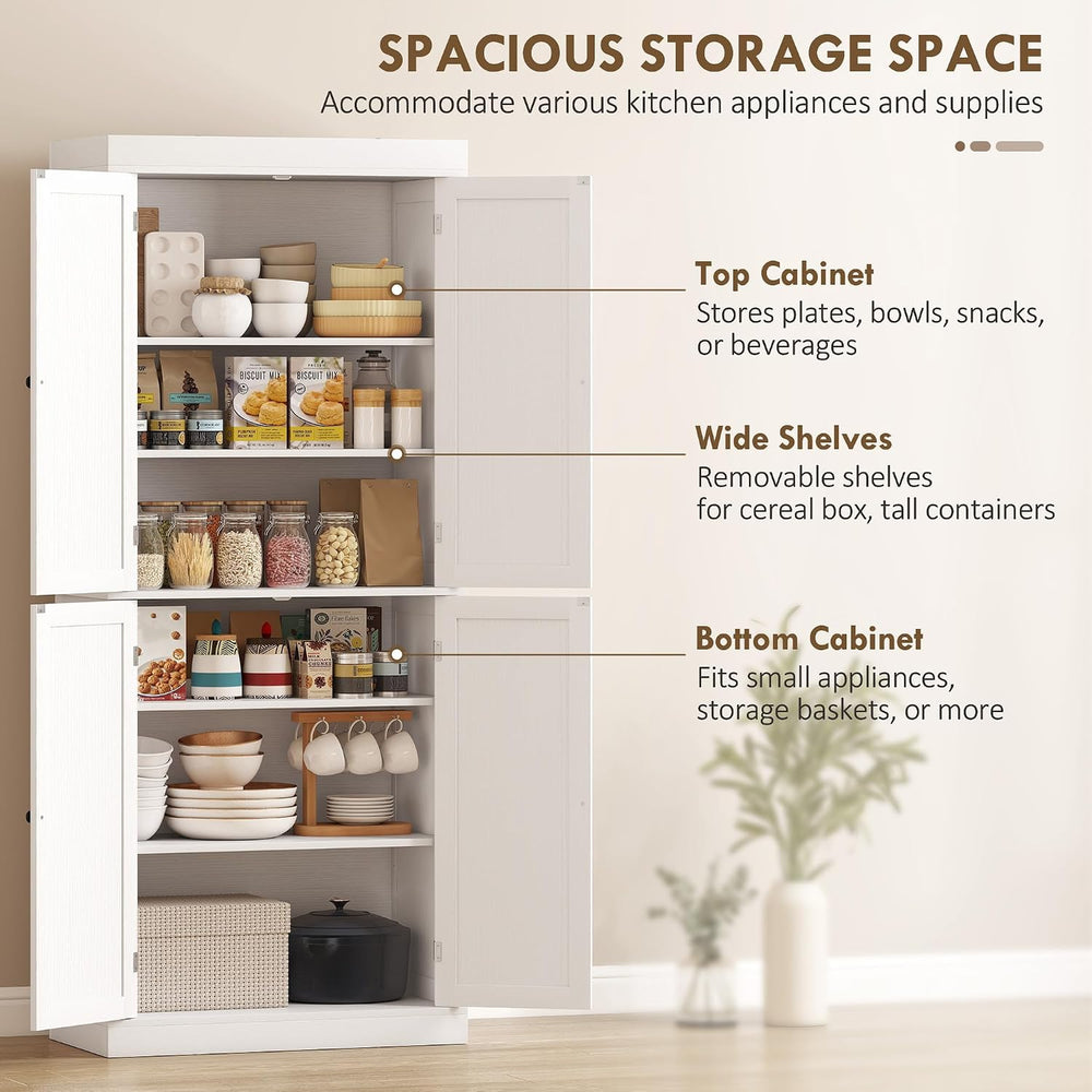 HOMCOM 72.5" Tall Kitchen Pantry Cabinet, Freestanding Modern Farmhouse ...
