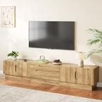 94.5" Wide Modern TV Stands for Living Room, Entertainment Center with Storage Cabinets and Drawers,Wooden TV Console with Groove Handle,Media Console for Bedroom,Dining Room,Natural
