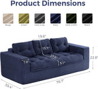 MAXYOYO 79" Loveseat Sofa Couch for Small Spaces, Upholstered Boneless Cloud Couch for Apartment Bedroom, 2-Seater Love Seat Floor Modern Sofa with Pillows, No Assembly Required, Navy