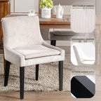 COLAMY Modern Dining Chairs Set of 4, Upholstered Corduroy Accent Side Leisure Chairs with Mid Back and Wood Legs for Living Room/Dining Room-Beige