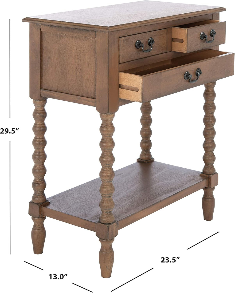 SAFAVIEH Furniture - Athena 3-Drawer Console Table - Brown - Solid Wood - Far...