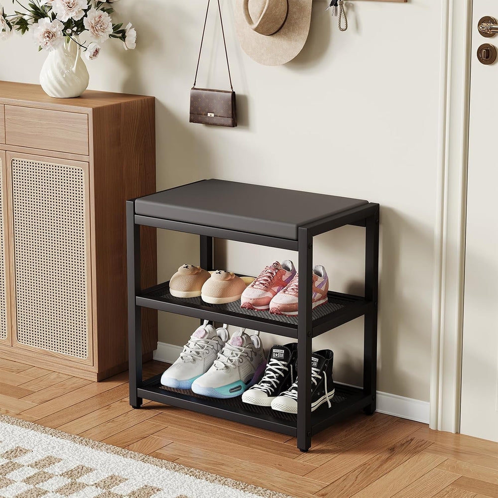ZHOOGE Small Shoe Bench Shoe Rack Storage Bench Entryway Bench Shoe Shelf wit...