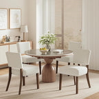 COLAMY Mid Century Modern Dining Chairs Set of 4, Upholstered Kitchen Chairs with Open Back, Fabric Side Dining Room Chairs with Wood Legs for Dining Room Kitchen Restaurant, Beige