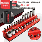 6-Piece Magnetic Socket Organizer Set, Magnetic Socket Holder Includes 1/4", 3/8", 1/2" Drive Metric SAE Socket Trays,Holds Standard and Deep Sockets (6-Piece Magnetic Socket Organizer)