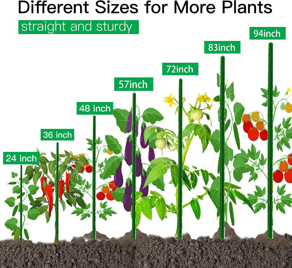 Garden Stakes 6ft, Metal Plant Stakes 6Feet for Gardening and Farm, 72" ...