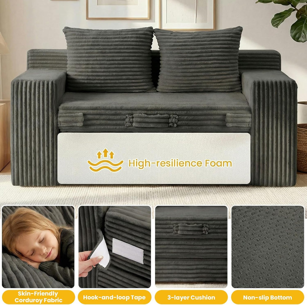 Boneless Couch,Boneless Loveseat Sleeper Sofa Bed – 3-in-1 Convertible Couch ...