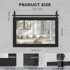 Hasipu Farmhouse Bathroom Mirror, 40"x26" Rustic Wood Framed Wall Mounted Mirror, Black Vintage Vanity Mirror Barn Door Style Decrative Mirrors