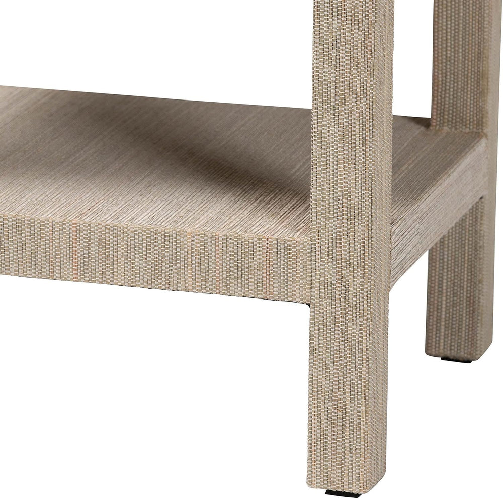 Bali & pari Sebastian Grasscloth Scalloped End Table - 2-Tier Accent Tabl...