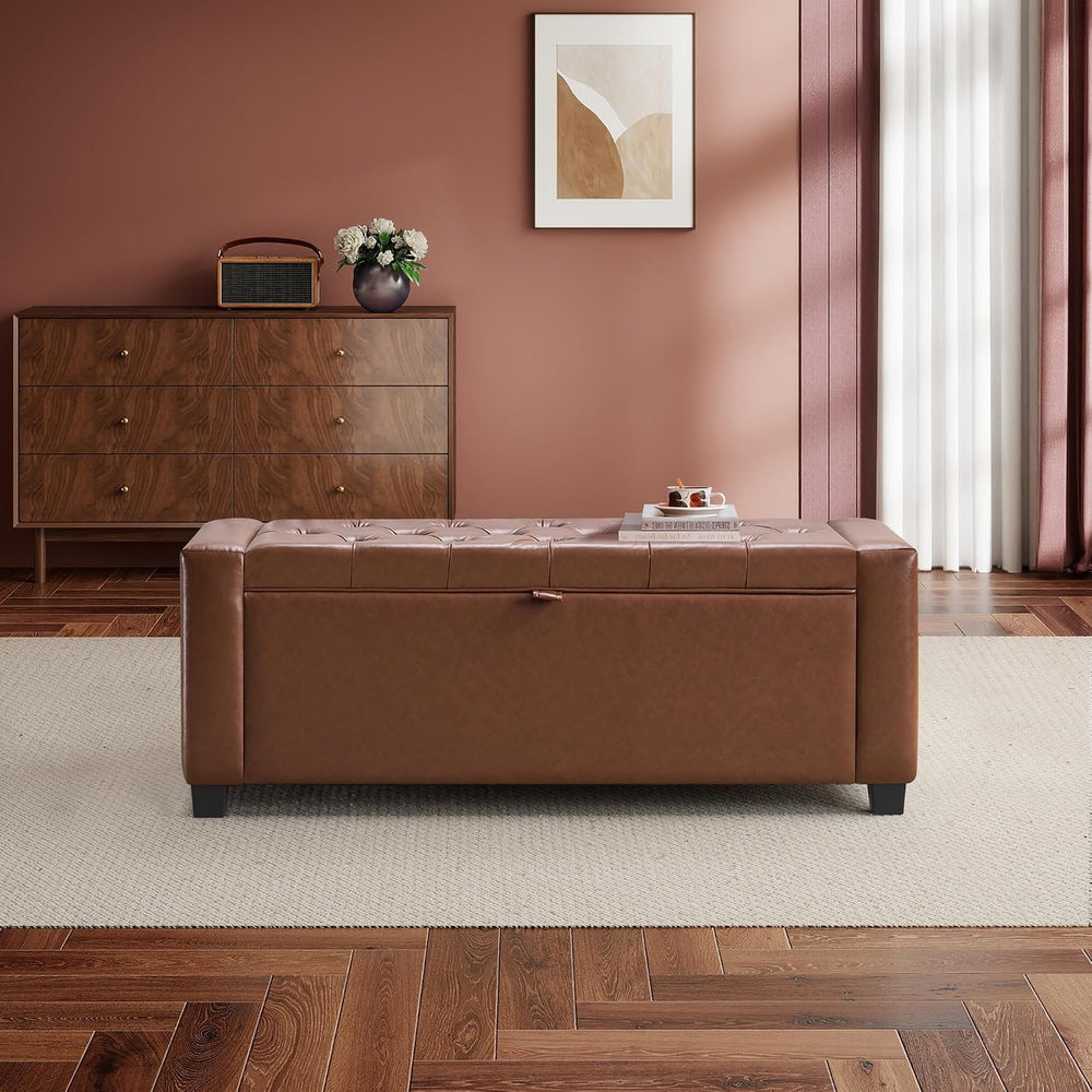 GRAINELL 42.13” Storage Ottoman Bench, Upholstered Tufted Bedroom Bench with ...