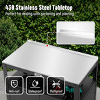 Garden Potting Bench with Storage Cabinet, Outdoor Gardening Table & Work Bench for Plants, Horticulture, Outdoor Workstation with Stainless Steel Tabletop, Outdoor Work Table