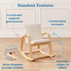 ECR4Kids Bentwood Rocking Chair with Armrests and Cushion, Natural | Durable birch, GREENGUARD Gold Certified, 2-5 years, 74 lb capacity, Montessori seating, plush sherpa cushion, classroom/home